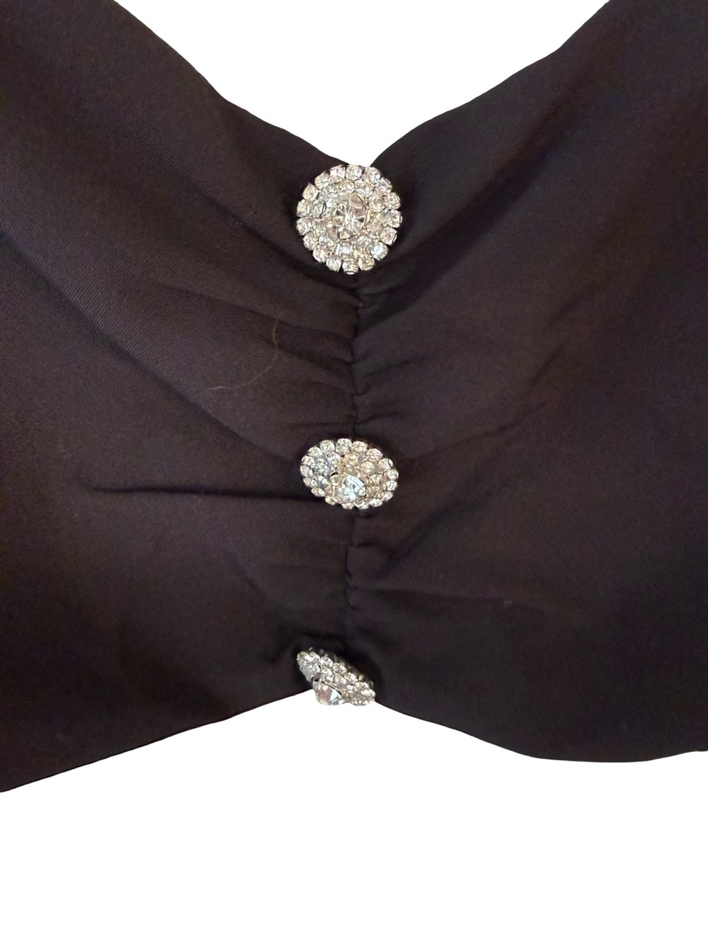 Zara Black Cropped Rhinestone Button-Front Tank Size M Y2K Party Clubwear - Picture 8 of 8